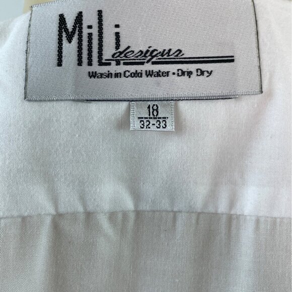 Mili Designs White Button-Up Shirt W/ Embroidered Dogs & Rhinestone Collar Sz 18 - Picture 9 of 10